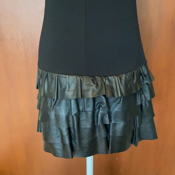 Theory Black Tie Dress with Leather - NEW - Picture 10 of 12